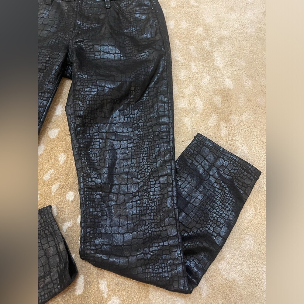 Frame Le High Skinny Jeans Noir Croc corcodile shine women’s size 24 - Picture 3 of 9